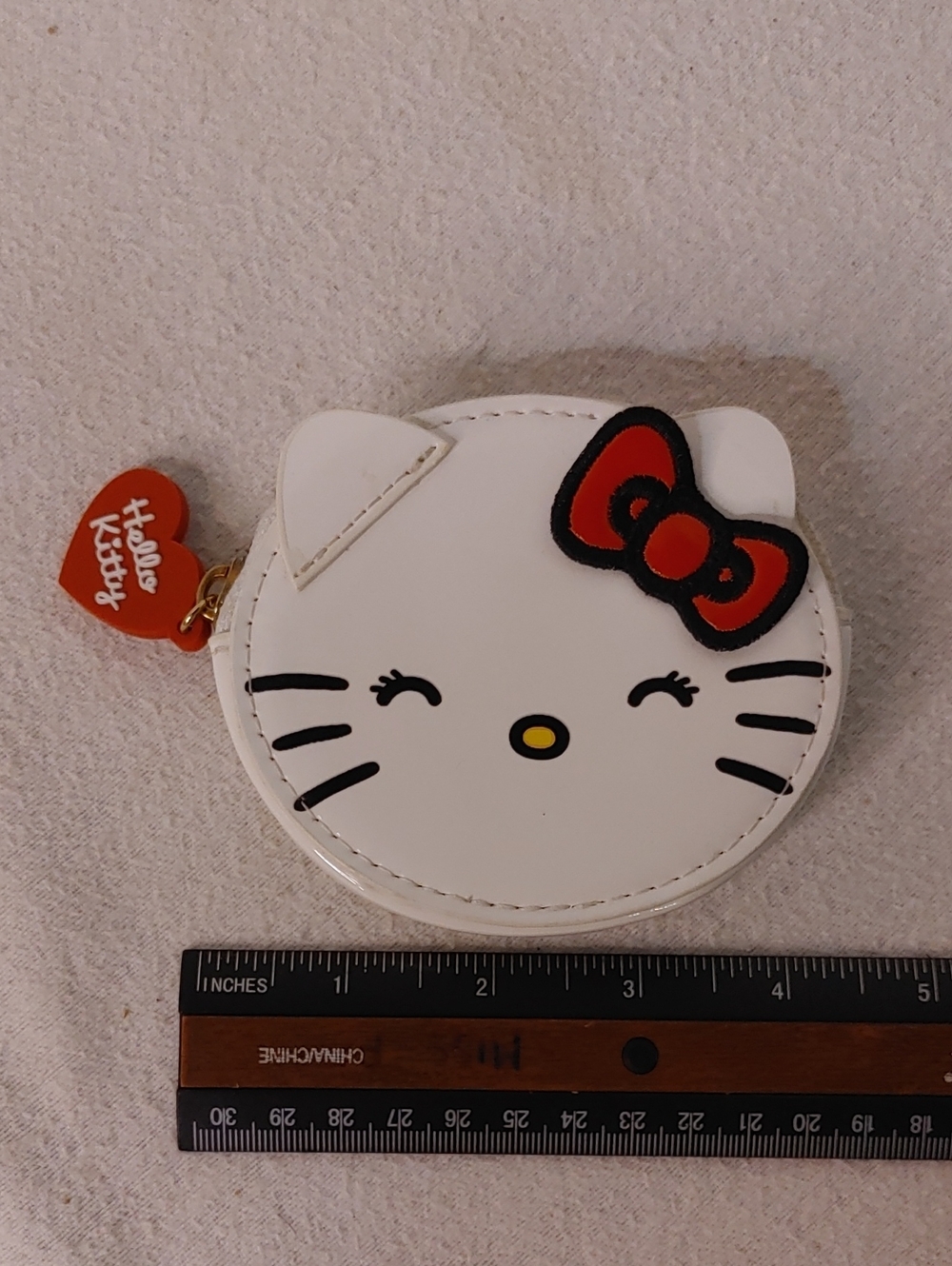 Hello Kitty White‎ Coin Pouch with Red Bow Accent